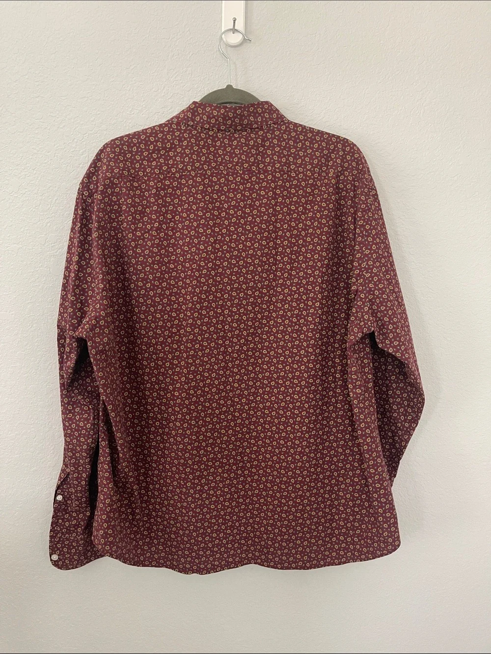 J.Crew Flex Washed Slim Untucked Shirt Men’s XL Burgundy Print Stretch